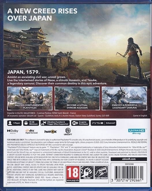 Assassins Creed Shadows - PS5 (A Grade) (Genbrug)